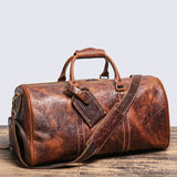 Genuine Soft Leather Vintage Embossed Handbag Unisex Travel Bag