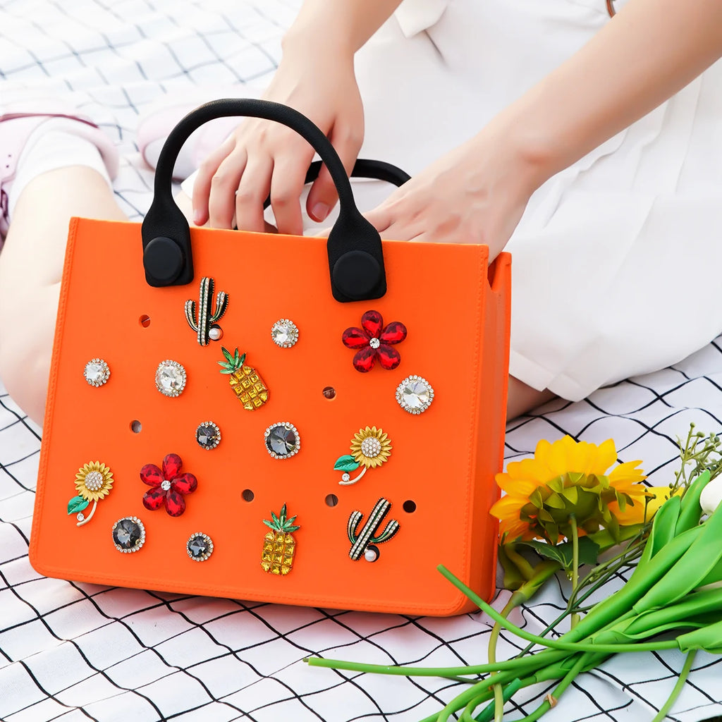 The Orange Guy Travel Tote Bag for Women Casual Beach Bag EVA Hole Fit Charm Fashion Storage Handbag Waterproof Outdoor Girl