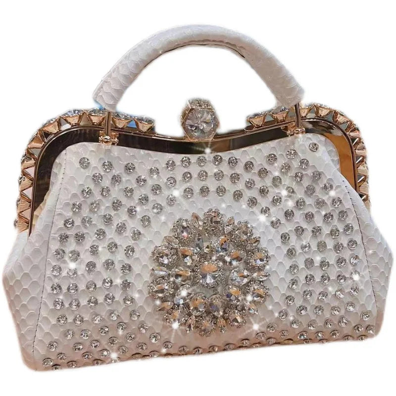 Luxury Diamonds Leather Handbag