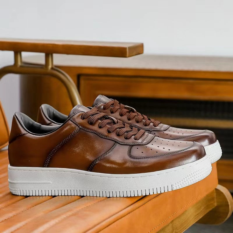 Genuine Leather Lace Up Breathable Casual Shoes