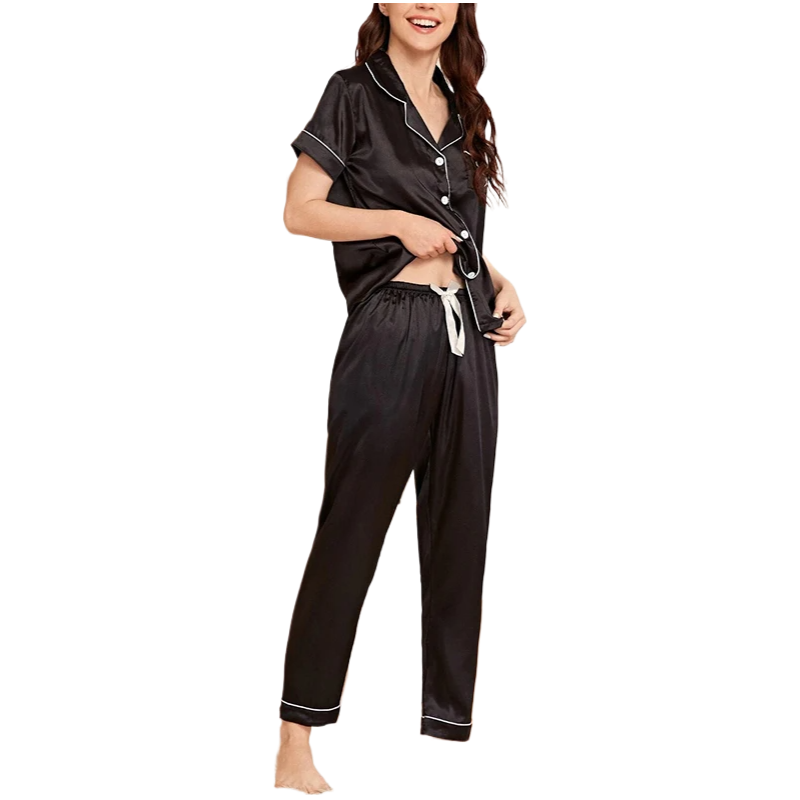 Women‘s Striped Printed Silk Satin Pyjamas