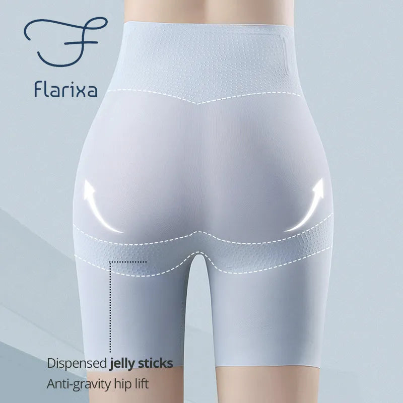 Flarixa Ultra Thin Seamless Boxers Shorts Women Ice Silk Safety Shorts High Waist Flat Belly Reducing Panties Slimming Underwear