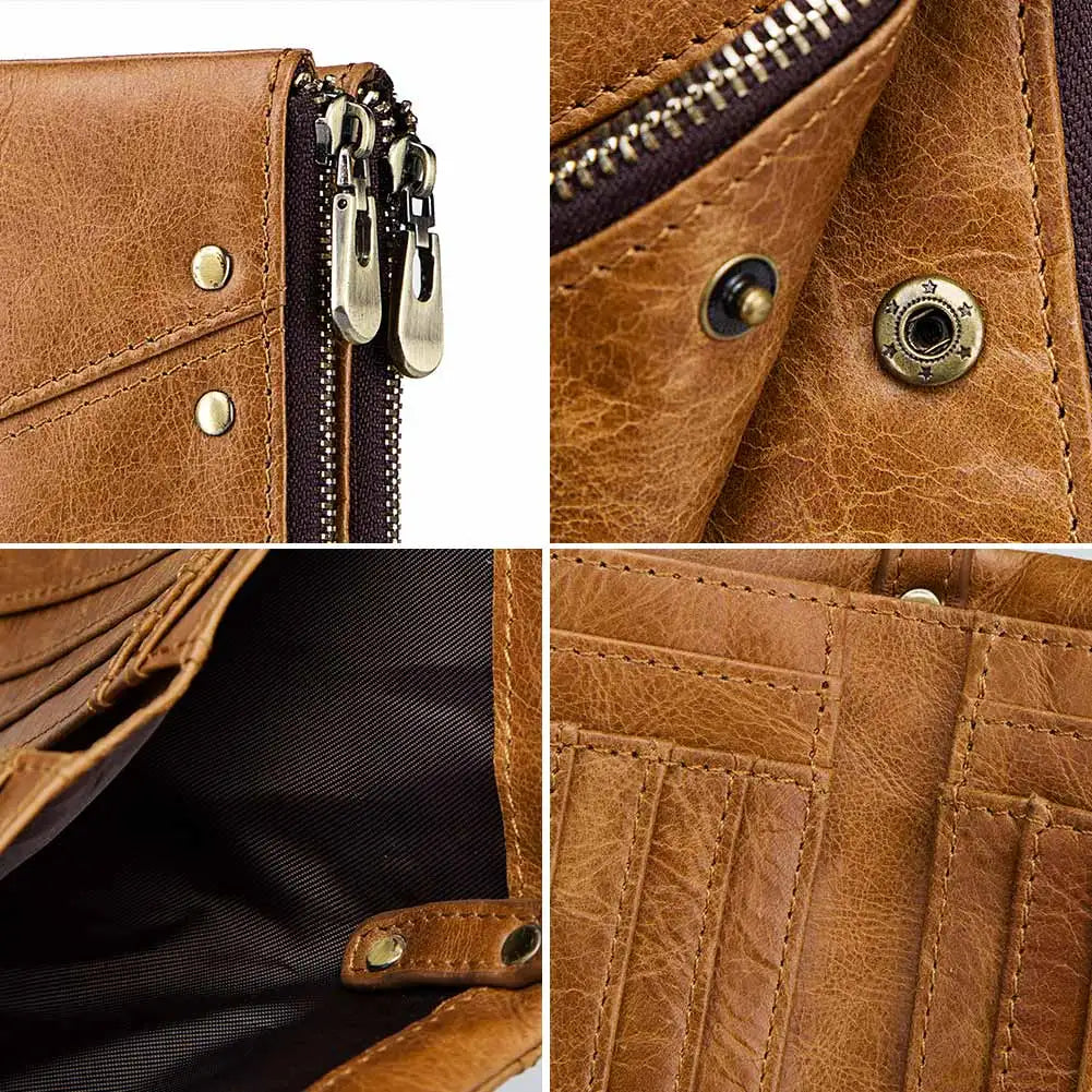 Multi functional Double Zipper Men's Wallet