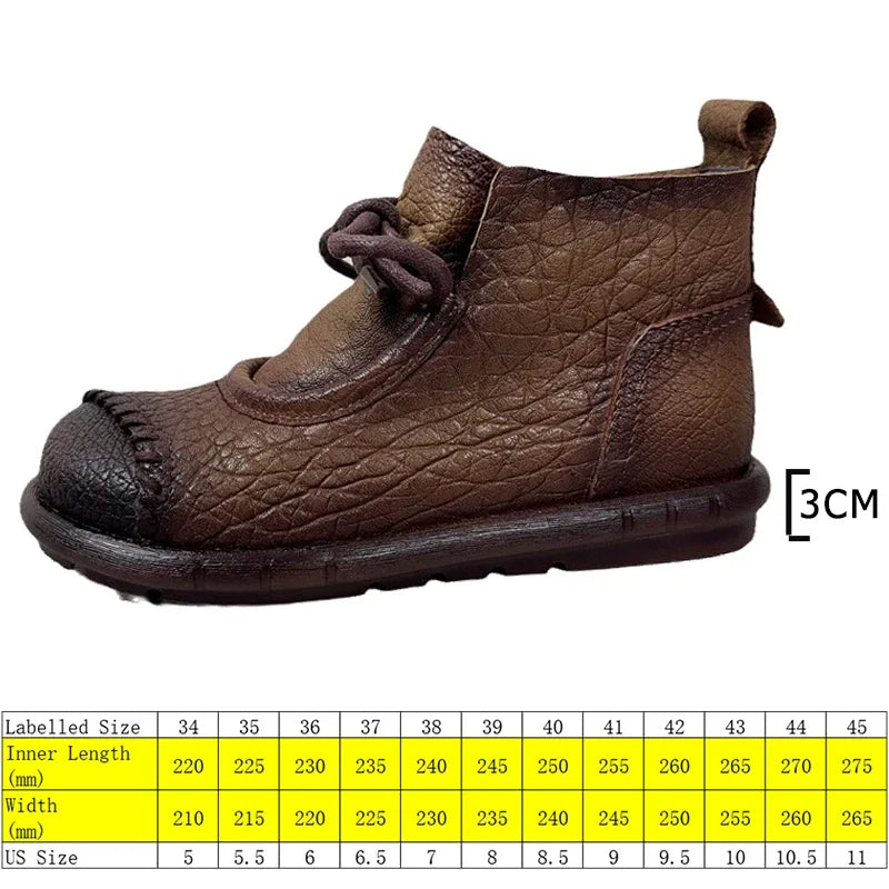 Koznoy 3cm Cow Genuine Autumn Shoes Spring Comfy Ergonomic Booties Flats Leisure Loafer Ankle Women Natural Leather Retro Boots