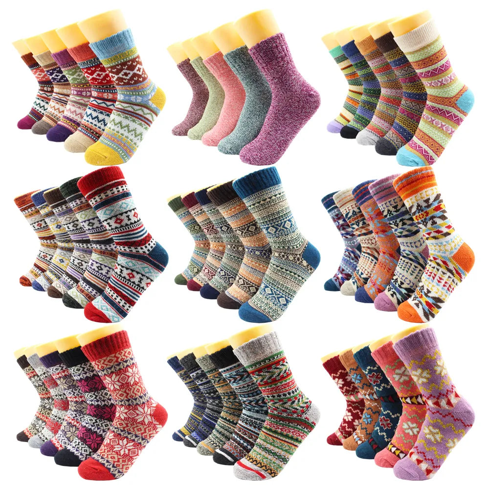 5 Pairs Unisex Thicken Wool Winter Socks