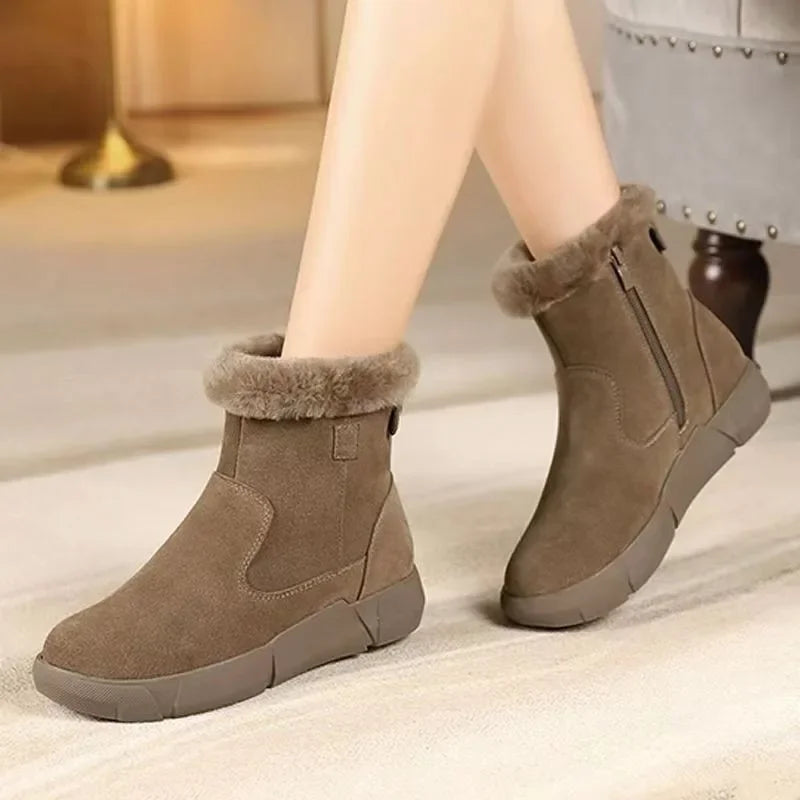 2023 Fashion Women's Shoes Short Plush Women's Boots Hot Sale Side Zipp Daily Boots Women New Round Toe Keep Warm Ankle Boots