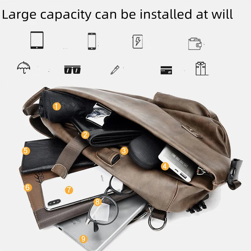 Large Capacity Fashion Business Chest Bag Messenger Casual Sports Single Backpack Multifunctional Shoulder Bag Men Free Shipping