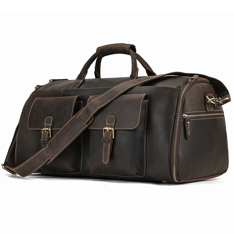 Genuine Leather Man Business Travel Vintage Bag