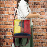 High Fashion Woman Backpack Genuine Leather Patchwork Travelling Bagpack Cow Leather Girls School Backpack Female Daypack