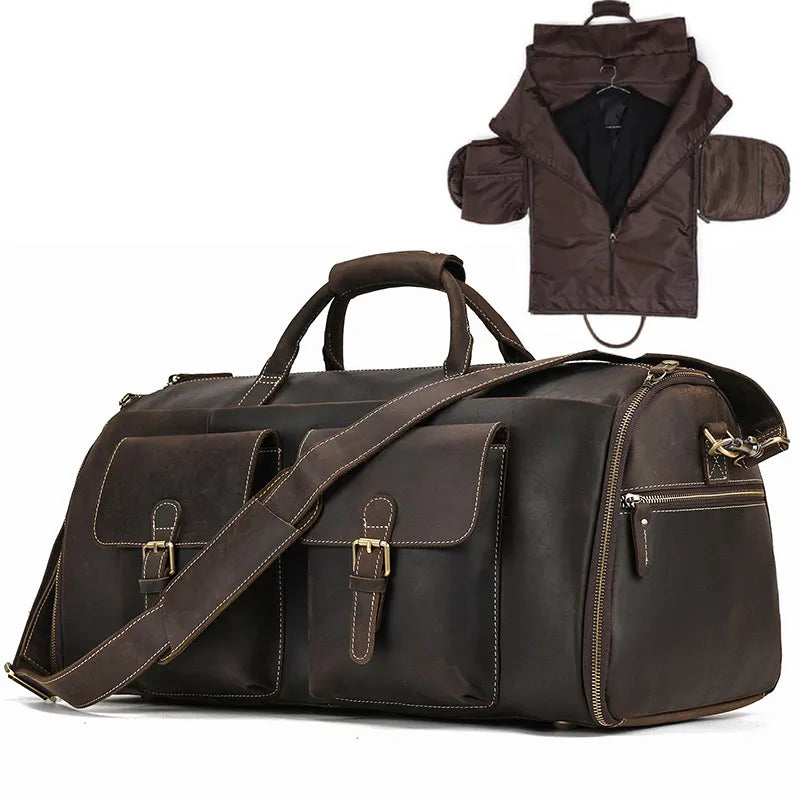 Genuine Leather Man Business Travel Vintage Bag