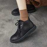 Koznoy 2.5cm Suede Autumn Ankle Spring Booties Flats Comfy Genuine Leather Boots Soft Soled Cowgirl Sewing Moccasins Woman Shoes