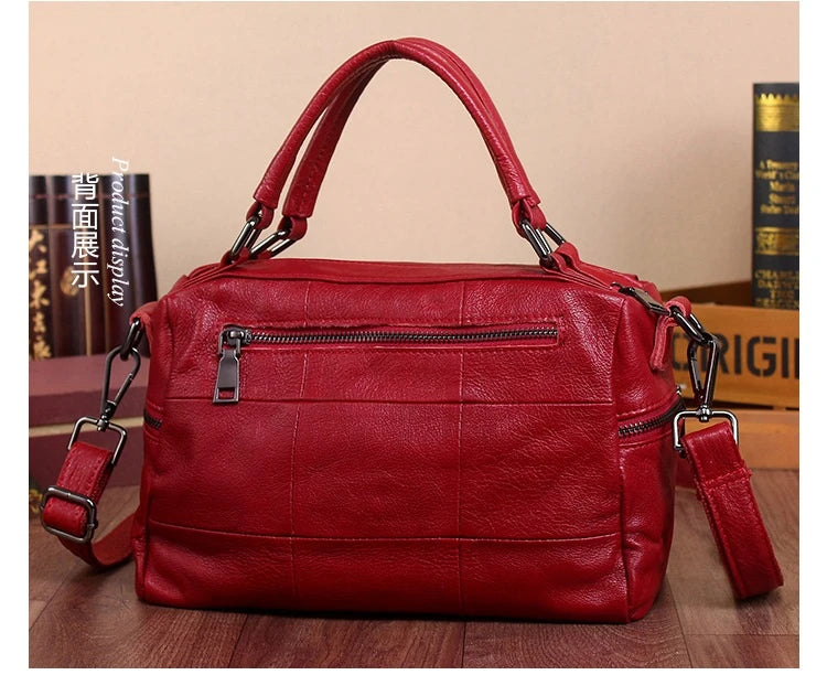 MJ Women Handbags Genuine Leather Female Real Leather Shoulder Bags Versatile Solid Large Capacity Ladies Tote Crossbody Bag