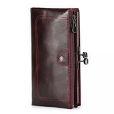 Soft Genuine Leather Metal Frame Long Wallet Women