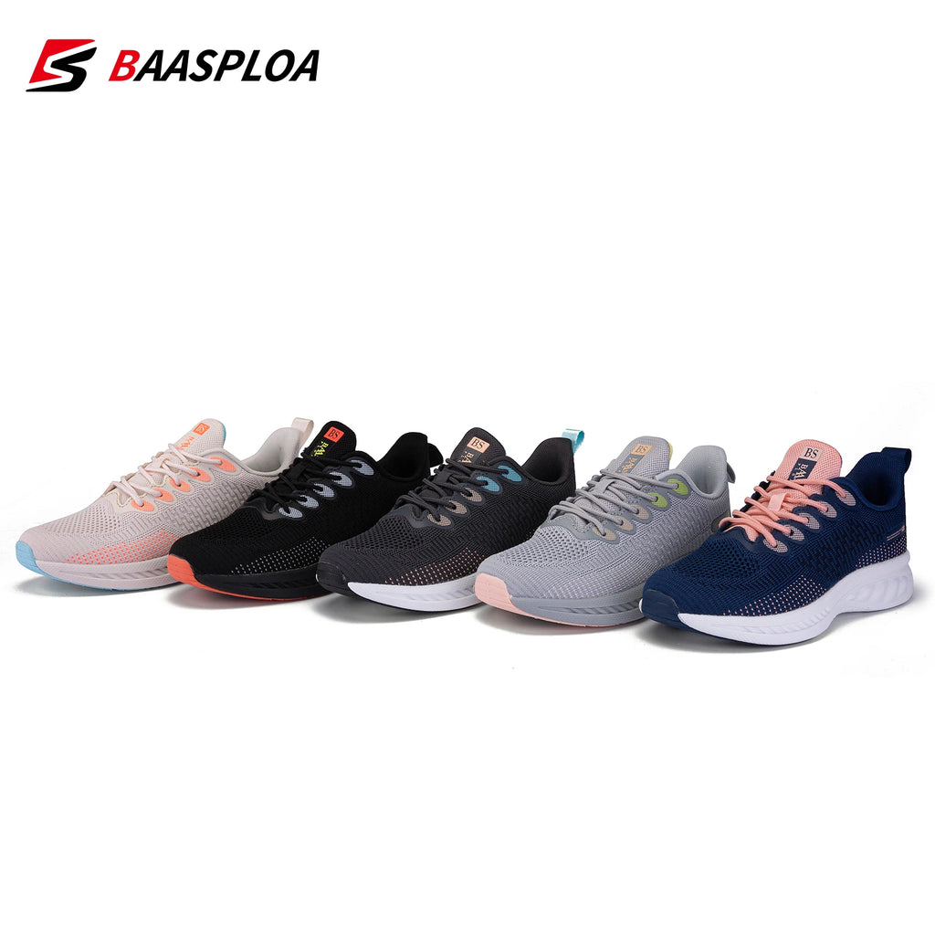 Baasploa 2022 Spring New Women Fashion Shoes Comfortable Knit Sport Shoes Female Lightweight Wear-Resistant Shoes