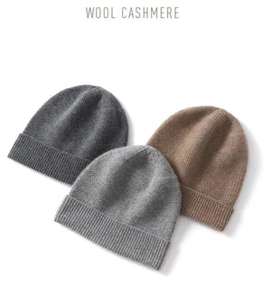 Cashmere Knit Beanie Thick Soft Ribbed Wool Hat