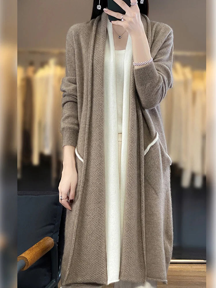 Cashmere Scarf Collar Cardigan Loose Knitted Robe