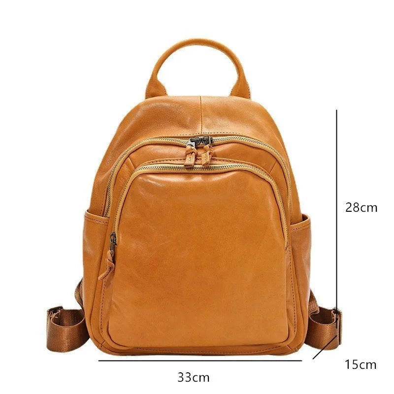 GAGACIA Genuine Leather Women Backpacks For School Teenagers Girls Bag Cowhide High Quality Men Travel Backpack Luxury Designer