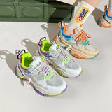 Color-blocking Platform Shoes Women's 2022 Spring and Summer New Hollowed-out Breathable Mesh Heightening Sneakers Women Tenis