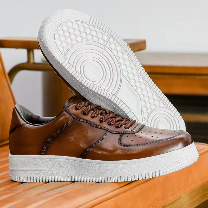 Genuine Leather Lace Up Breathable Casual Shoes