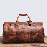 Genuine Soft Leather Vintage Embossed Handbag Unisex Travel Bag