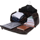 Genuine Leather Travel Duffle Bag With Shoe Pocket