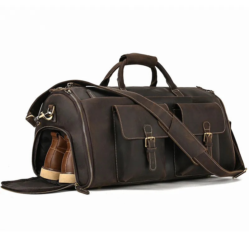 Genuine Leather Man Business Travel Vintage Bag