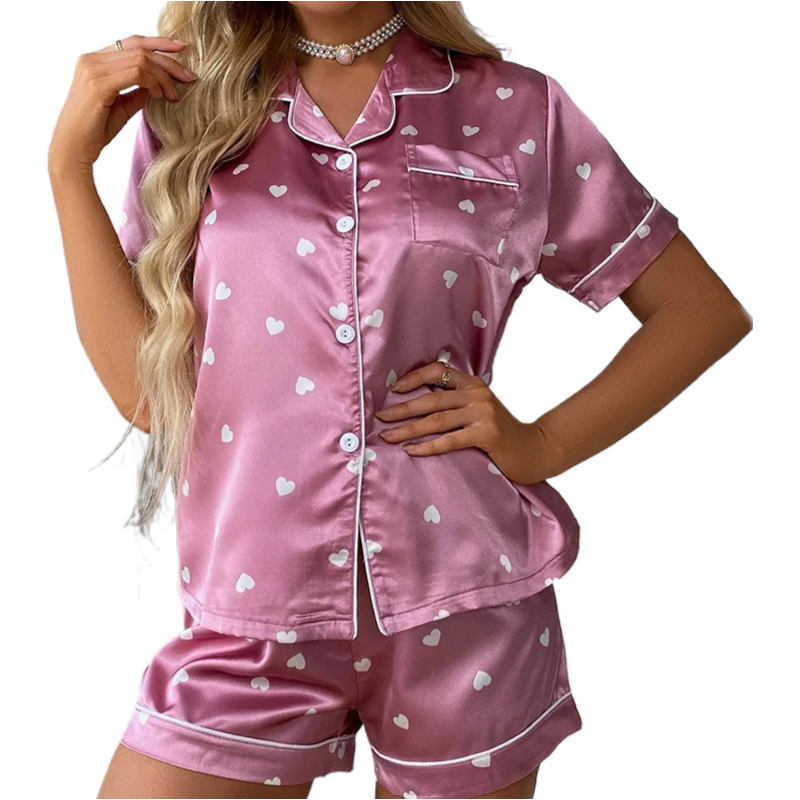 Women‘s Striped Printed Silk Satin Pyjamas