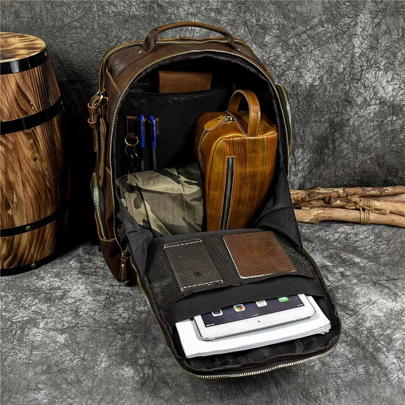 High Quality Bags Men's Leather Backpack Retro Luxury Fashion Style Backpack Travel Backpack School Bag For Men Leather Daypack