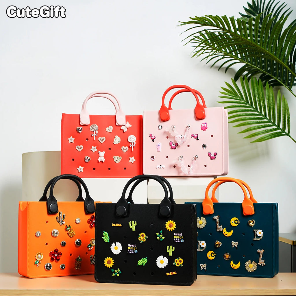 The Orange Guy Travel Tote Bag for Women Casual Beach Bag EVA Hole Fit Charm Fashion Storage Handbag Waterproof Outdoor Girl