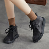 Koznoy 2.5cm Suede Autumn Ankle Spring Booties Flats Comfy Genuine Leather Boots Soft Soled Cowgirl Sewing Moccasins Woman Shoes