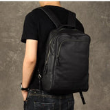 High Quality Fashion Genuine Leather Backpack Men Bagpack Student School Bag Backpack daily male Rucksack large Knapsack Black