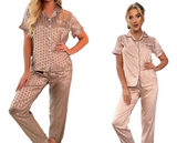 Women‘s Striped Printed Silk Satin Pyjamas