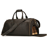 Genuine Leather Travel Duffle Bag With Shoe Pocket