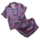 Women‘s Striped Printed Silk Satin Pyjamas