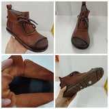 Koznoy 3cm Cow Genuine Autumn Shoes Spring Comfy Ergonomic Booties Flats Leisure Loafer Ankle Women Natural Leather Retro Boots