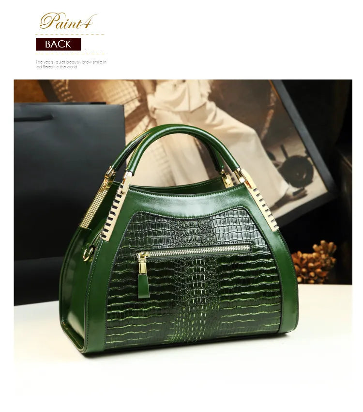 Genuine leather crocodile pattern handbag