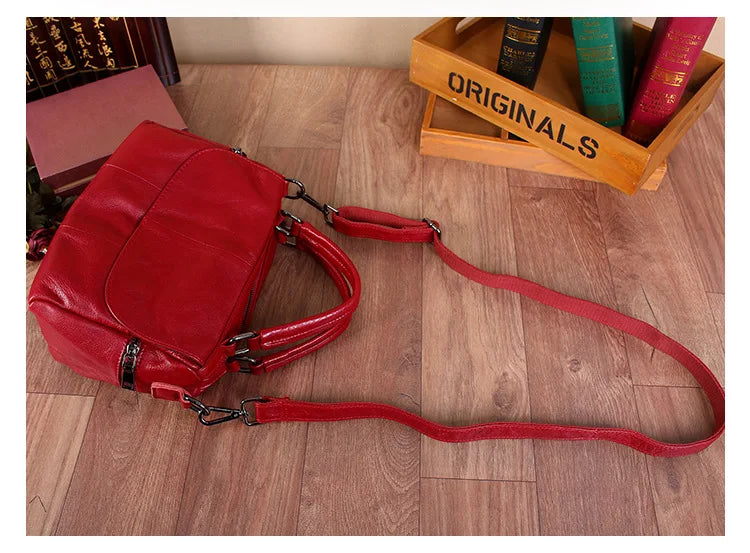 MJ Women Handbags Genuine Leather Female Real Leather Shoulder Bags Versatile Solid Large Capacity Ladies Tote Crossbody Bag