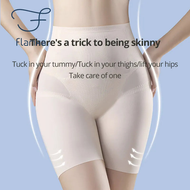 Flarixa Ultra Thin Seamless Boxers Shorts Women Ice Silk Safety Shorts High Waist Flat Belly Reducing Panties Slimming Underwear