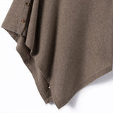 100% Nature Cashmere Knitted Button Poncho Soft Warm Pure Cashmere
