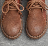 Koznoy 2.5cm Suede Autumn Ankle Spring Booties Flats Comfy Genuine Leather Boots Soft Soled Cowgirl Sewing Moccasins Woman Shoes