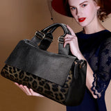 new leather large-capacity bag women's bag western-style leopard-print handbag mother's soft leather bag large-capacity