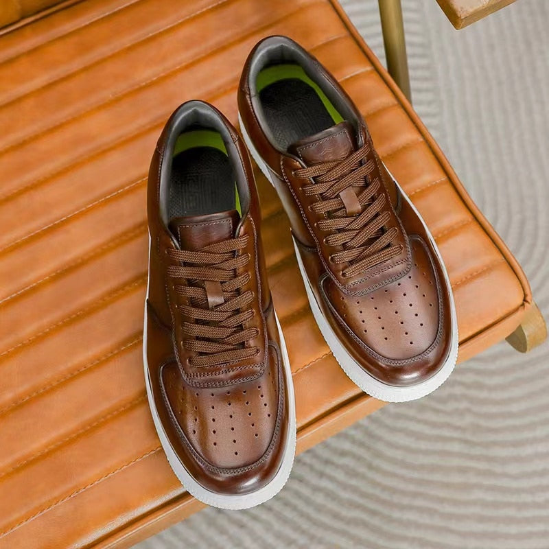 Genuine Leather Lace Up Breathable Casual Shoes