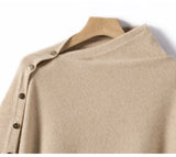 100% Nature Cashmere Knitted Button Poncho Soft Warm Pure Cashmere
