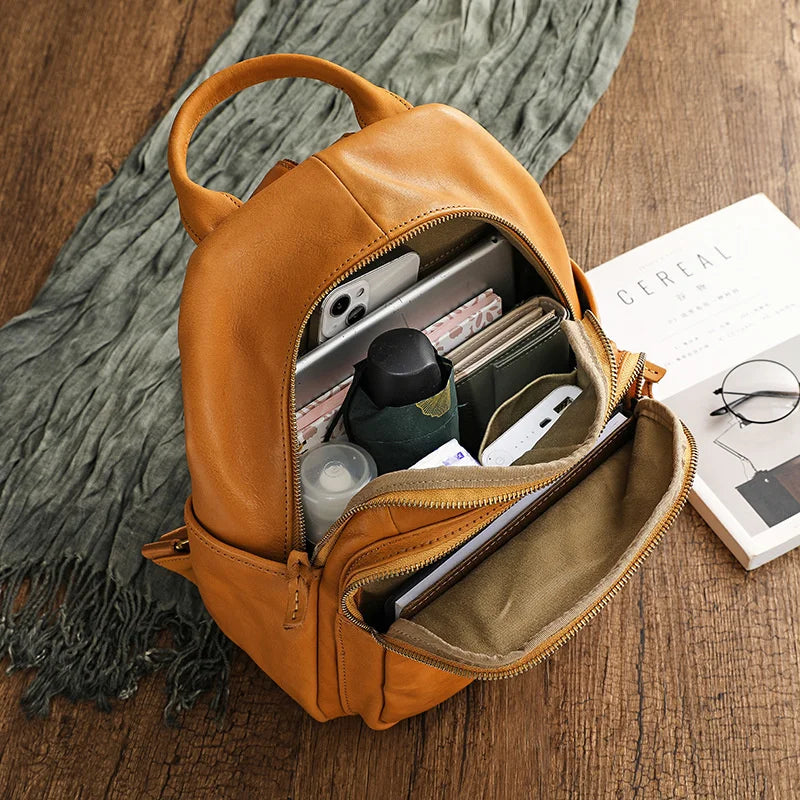 GAGACIA Genuine Leather Women Backpacks For School Teenagers Girls Bag Cowhide High Quality Men Travel Backpack Luxury Designer