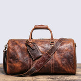 Genuine Soft Leather Vintage Embossed Handbag Unisex Travel Bag