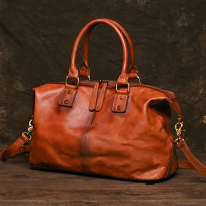 Men's Vintage Genuine Leather Soft Travel Duffel Bag