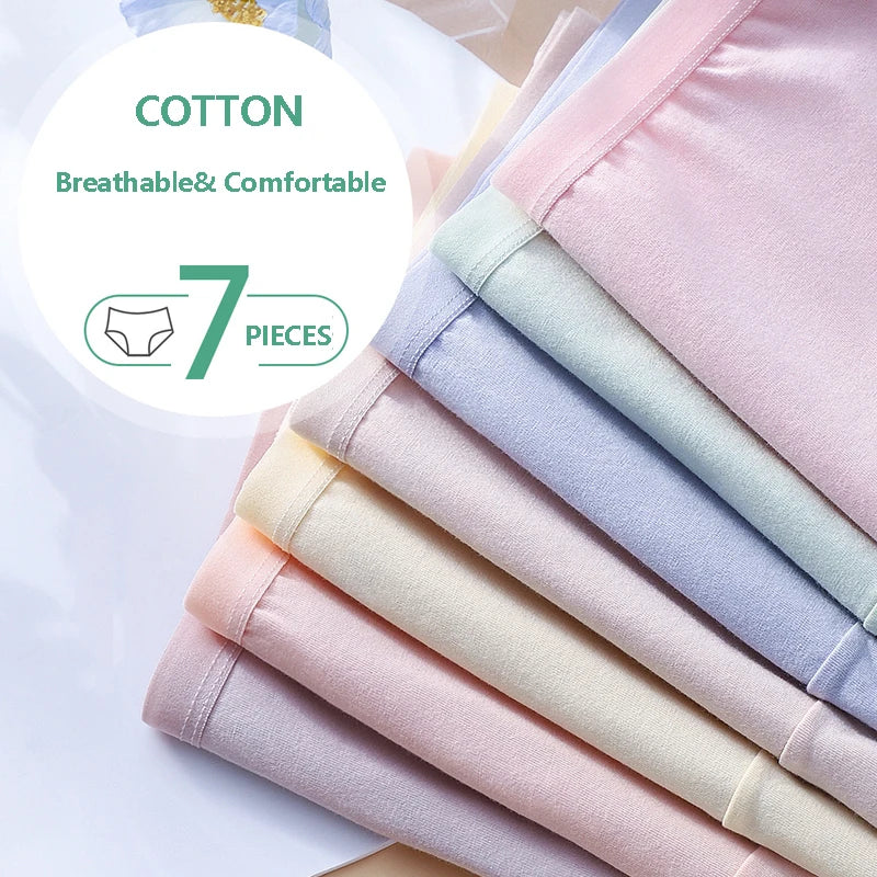 7  Pieces Set Cotton Panties Women Breathable Underwear Seamless Lingerie