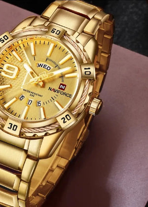 NAVIFORCE Luxury Brand Men's WristWatch Original Fashion Quartz Classic Watches For Men Waterproof Business Steel Band Clock Man