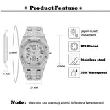 Fashion Brand MISSFOX Luxury Watches Men Automatic Date Waterproof Quartz Clock Hip Hop Iced Diamond Jewelry WristWatch Man 2023