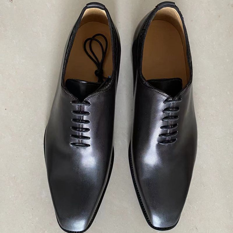 Men's Genuine Leather Shoes Italian luxury Handmade One Piece Custom Oxford Style Dress Shoes for Men Wedding Plus Size 38-48